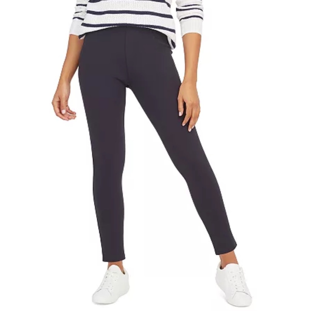 SPANX the perfect pant ankle 4-pocket L classic navy ponte pull on stretch pants